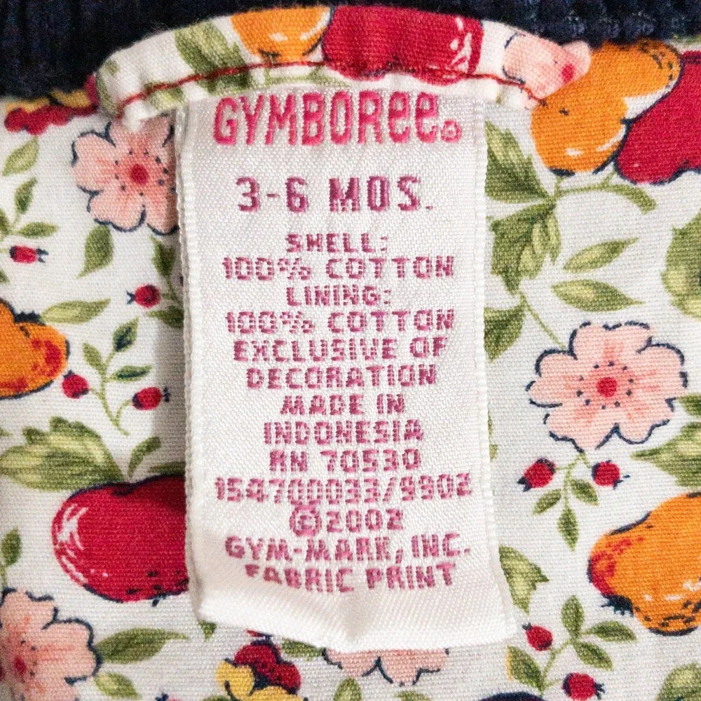 VTG Gymboree Blazer Infants 3-6M Blue 100 Cotton Embroidered Floral Corduroy Y2K